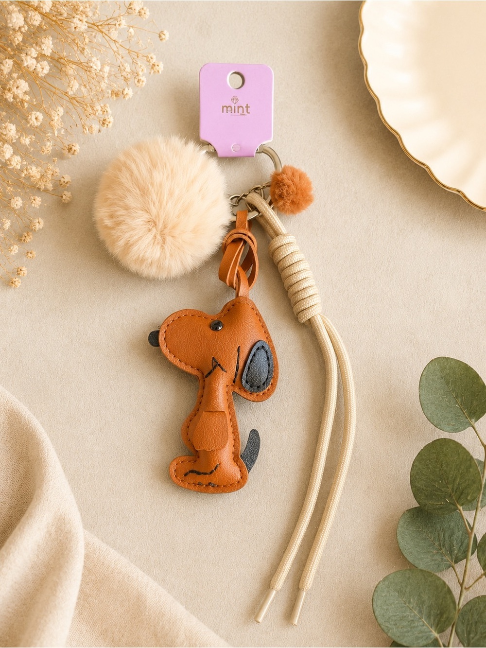 Snoopy brown bag charm